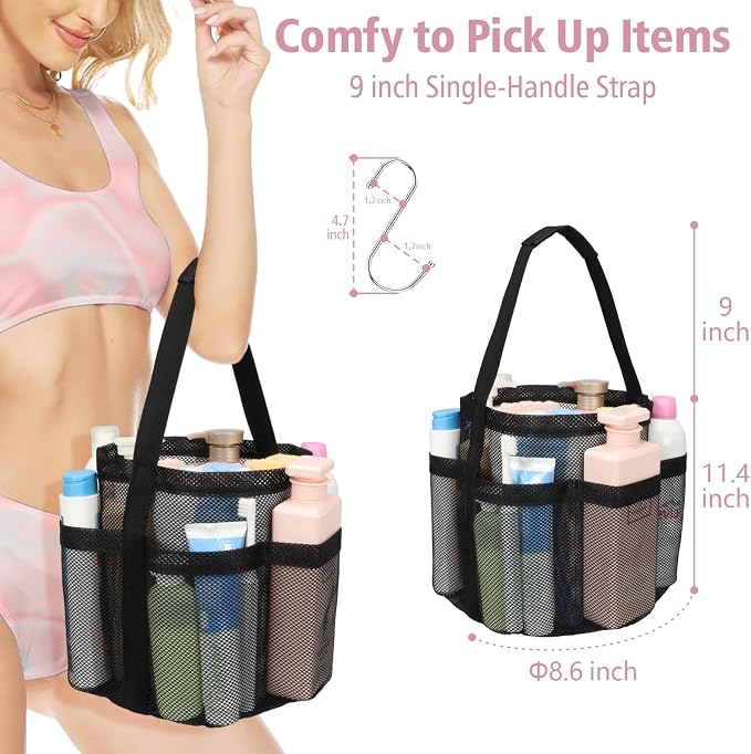 F-color Mesh Shower Caddy Portable, Shower Basket Tote - Image 4