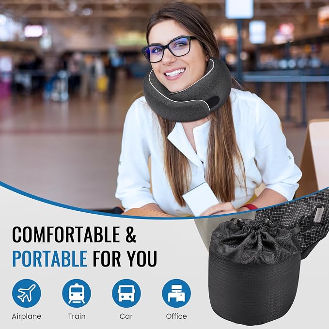 Travel Neck Pillows, 100% Memory Foam Filling, Travel Pillows - Image 6