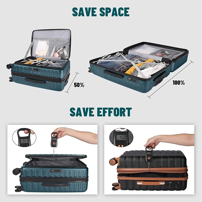 3-Piece 20/24 Top Opening Hardshell Lightweight Luggage and 28-Inch Clamshell - Image 4