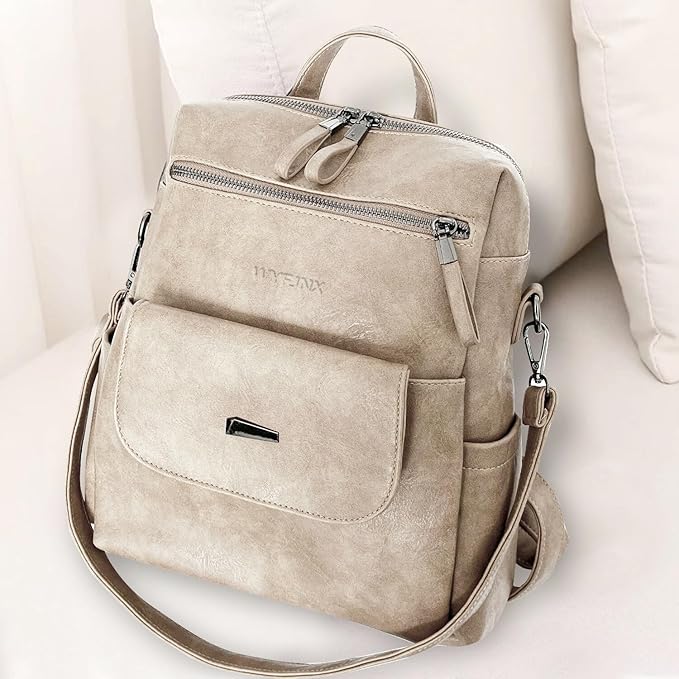 PU Leather Backpack Purse for Women Fashion Multipurpose Design Handbag Ladies - Image 4