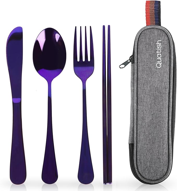 Travel Utensils with Case, Quatish Portable Silverware Set by Quatish