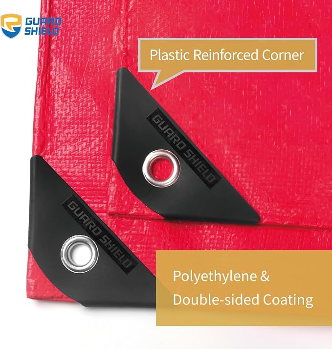 GUARD SHIELD Red Tarp 10x12 Feet Tarps High Visibility Outdoor Poly Cover - Image 2