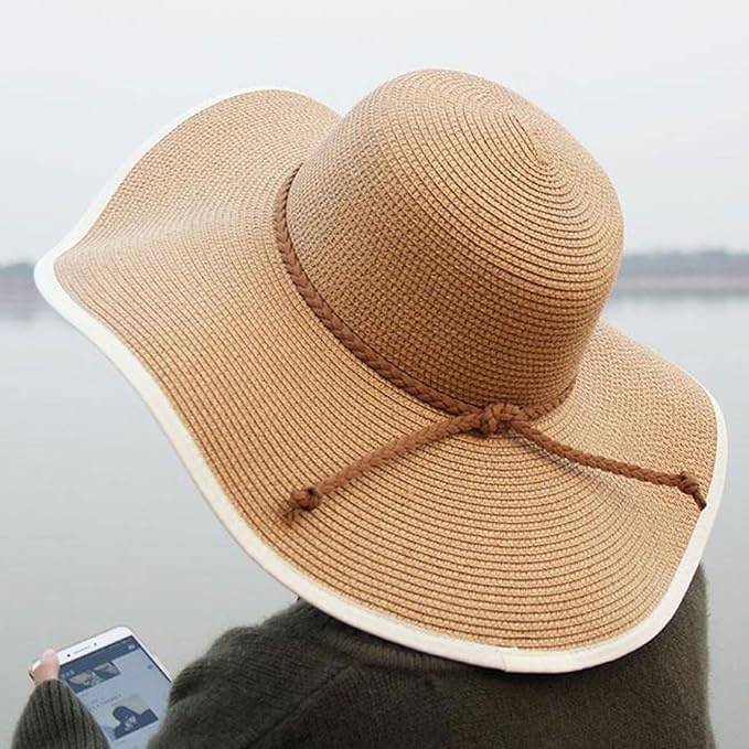DRESHOW Beach Hats for Women Big Straw Wide Brim Summer Hat Floppy Foldable - Image 7