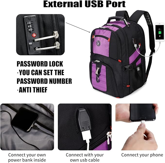 SHRRADOO Extra Large 50L Travel Laptop Backpack - Image 2
