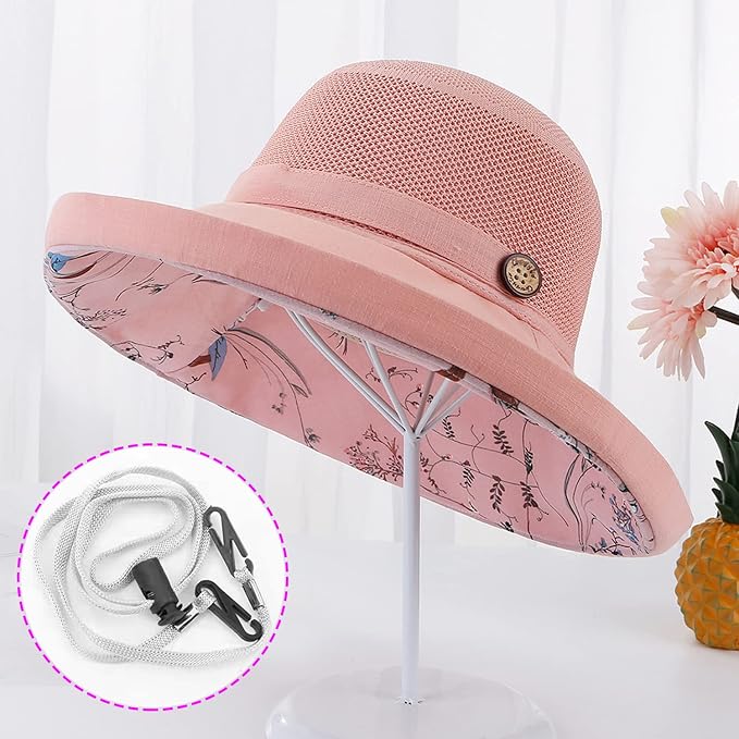 Women Wide Brim Sun Hats Metal Wired Edge Summer UV Protection Beach Fishing Hat - Image 3
