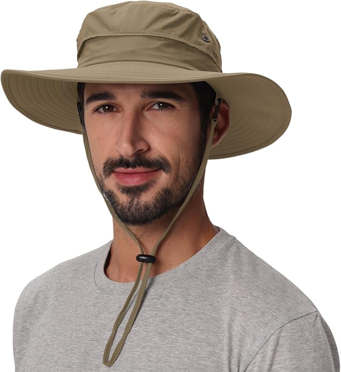 Home Prefer UPF50+ Mens Sun Hat Wide Brim Fishing Hat Sun Protection Beach by HomePreferHatsCaps