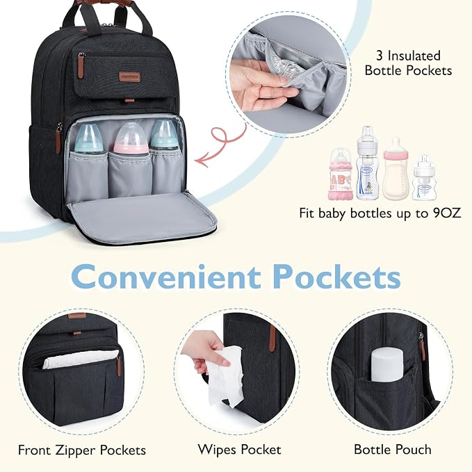 mommore Diaper Bag Backpack, Large Diaper Bag Expandable - Image 4