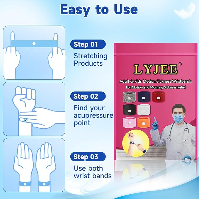LYJEE Motion Sickness Bands for Adults and Kids Nausea Relief for Pregnant - Image 6