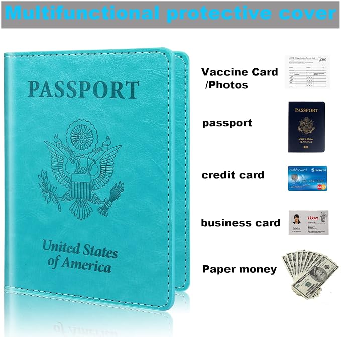 Turquoise & Pink Passport Holder, Cruise Essentials Passport Wallet Cover Case - Image 4