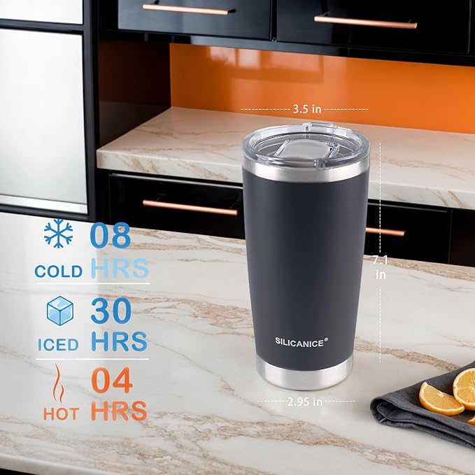 Black 20 oz Stainless Steel Double Wall Vacuum Insulated Tumbler - Image 5
