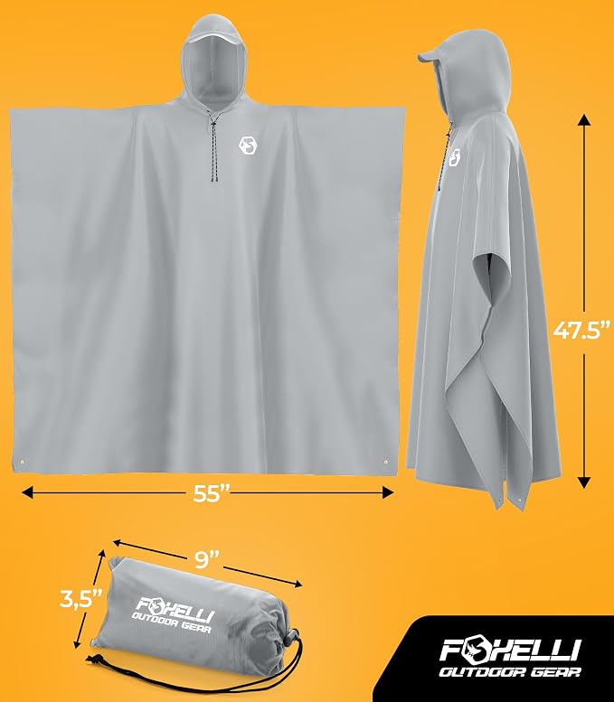 Foxelli Rain Poncho for Adults – Extra Long Reusable Waterproof Raincoat - Image 7