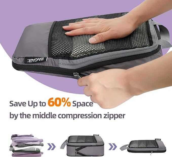 BAGAIL 4 Set/6 Set/8 Set Compression Packing Cubes Travel Accessories - Image 4
