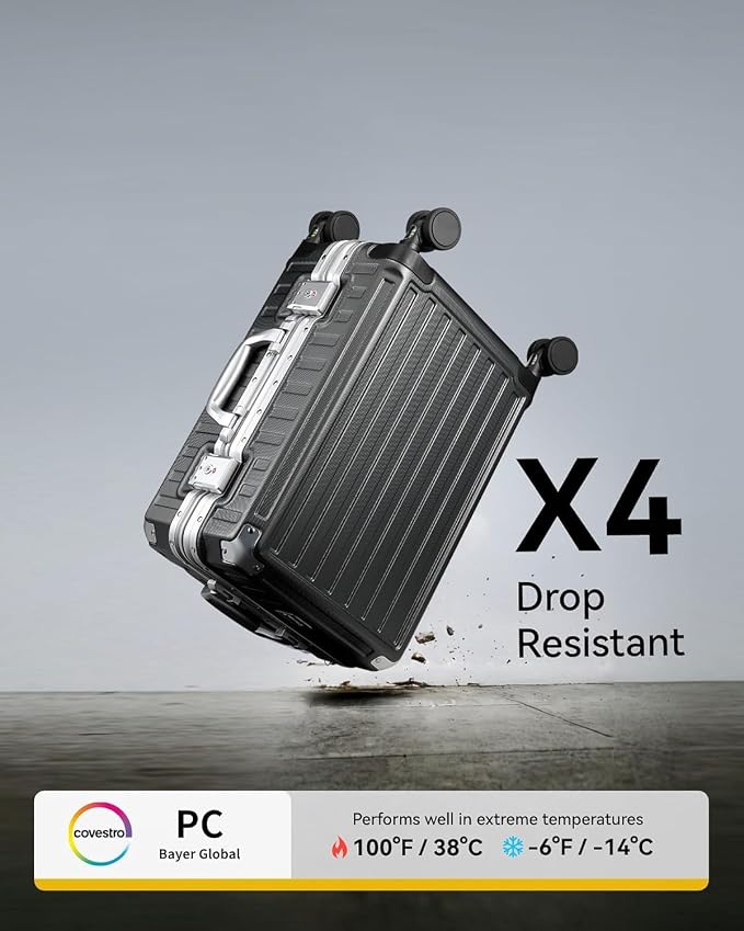 LUGGEX Luggage Sets with Spinner Wheels, 2 Piece Aluminum Frame Zipperless - Image 6