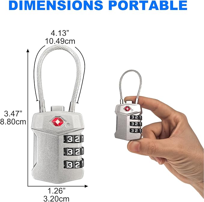 2 Pack TSA Approved Travel Luggage Locks, Cable Combination Lock, 3 Digit - Image 3