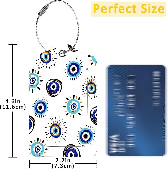 2 Pack Luggage Tag for Suitcase, Evil Eye PU Leather Suitcase Tags Identifiers - Image 2