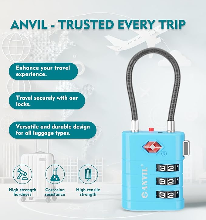 ANVIL TSA Approved Luggage Locks – High Security TSA008 Combination Travel Locks - Image 4