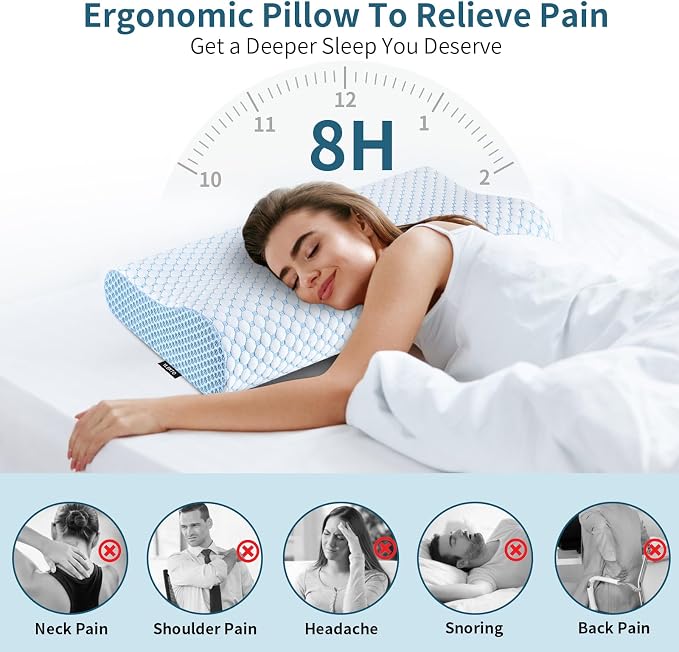 Cervical Pillow for Neck Pain Relief, Contour Memory Foam Pillows for Sleeping - Image 2
