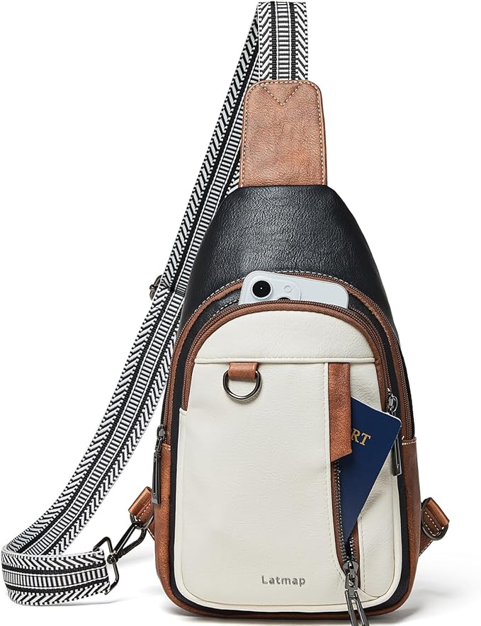 7L Sling Bag for Women Men Leather Small Sling Backpack Daypack Anti Theft by LATMAP