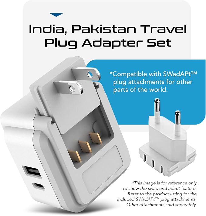 Ceptics India, Maldives Power Plug Adapter Travel Set, 20W PD & QC, Safe Dual - Image 5