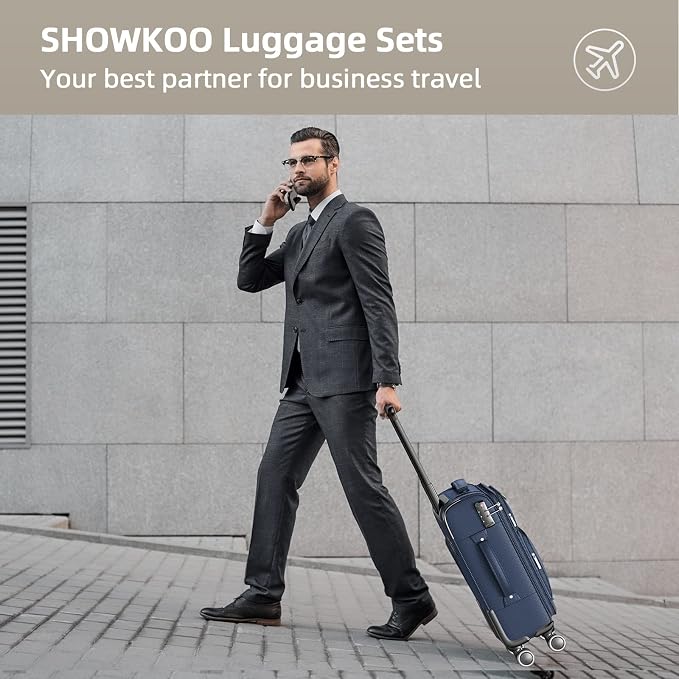 SHOWKOO Luggage Sets 3 Piece Softside Expandable Lightweight Durable Suitcase - Image 6