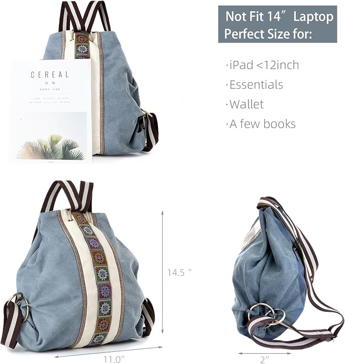 Goodhan Women Canvas Backpack Daypack Casual Shoulder Bag, Vintage Heavy-duty - Image 4