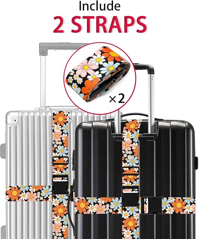 Orange Daisy Luggage Straps for Suitcases TSA Approved, Luggage Identifiers for - Image 3