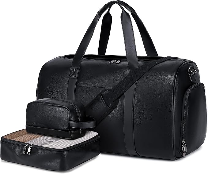 Wogarl 3PCS Leather Weekender Bag by Wogarl