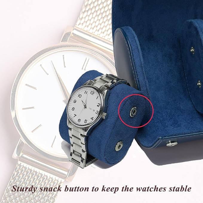 Watch Travel Case, Luxury Leather Watch Roll 2 Slot Organizer Box, Jewelry - Image 5