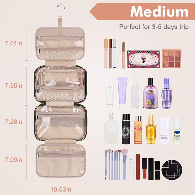 Wedama Toiletry Bag for Women, Medium Cosmetic Travel Bag, Hanging Toiletry Bag - Image 2