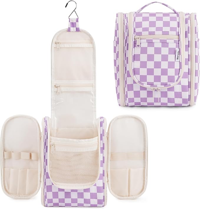 Narwey Small Checkered Hanging Travel Toiletry Bag by Narwey