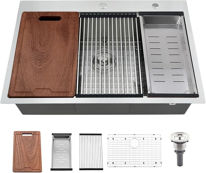 33x22 Drop In Kitchen Sink Workstation-Bokaiya Stainless Steel Kitchen Sink by Bokaiya