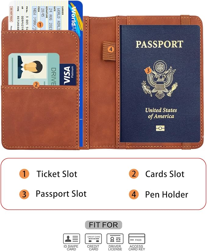 Melsbrinna Premium Leather Passport Holder Covers Case, Waterproof Rfid - Image 3