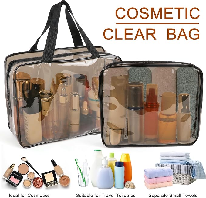 APREUTY Clear Makeup Bags, TSA Approved 6 Pcs Cosmetic Makeup Bags Set Clear PVC - Image 3