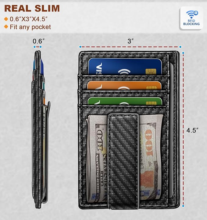 BULLIANT Men Wallet, Slim Leather Wallet Money Clip Card Hodler - Image 3
