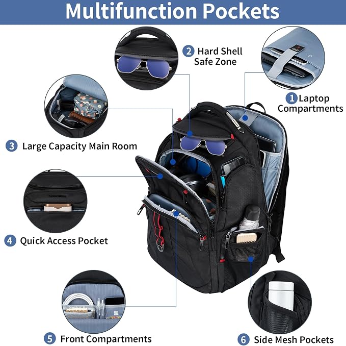 VANKEAN Travel Laptop Backpack 17.3 Inch TSA Friendly, Water-Repellent Anti - Image 6