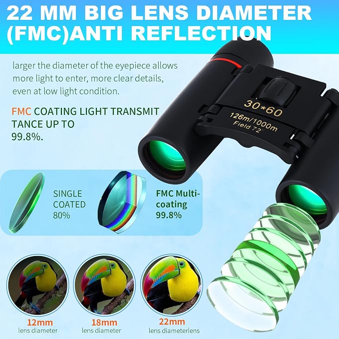 30x60 Binoculars for Adults and Kids, BAK4 Prism Waterproof Lightweight - Image 8