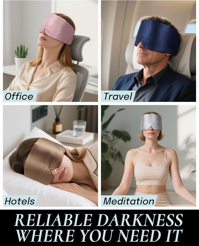Zenssia Satin Sleep Mask for Women and Men, Lightweight Padded Eye Mask - Image 5