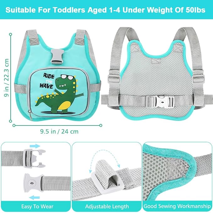 Accmor Toddler Harness Leash+ Anti Lost Wrist Link, Cute Dinosaur Kids Harness - Image 2