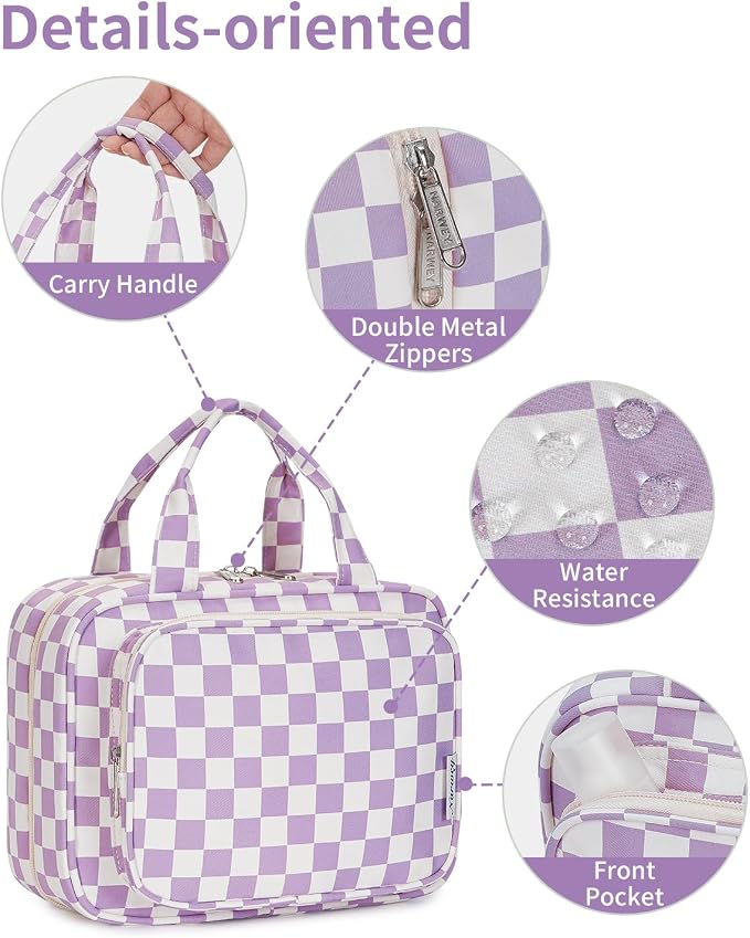 Narwey Travel Toiletry Bag for Women Large Hanging Makeup Bag Organizer - Image 8