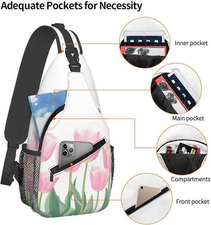 SUPLUCHOM Sling Bag Tulip Flower Hiking Daypack Crossbody Shoulder Backpack - Image 4