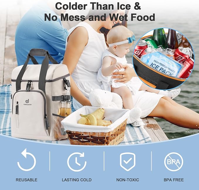 Odoland Cooler Backpack, 30 Cans Insulated Leak-Proof Cooler Bag - Image 5