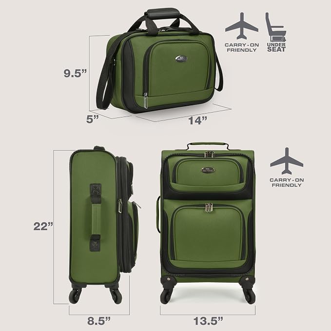 U.S. Traveler Lightweight Rolling 20" Carry On Luggage Softside Suitcase - Image 4