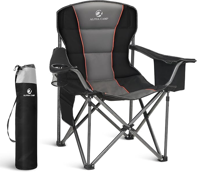 LET'S CAMP Folding Camping Chair Oversized Heavy Duty Padded Outdoor Chair by LETSCAMP