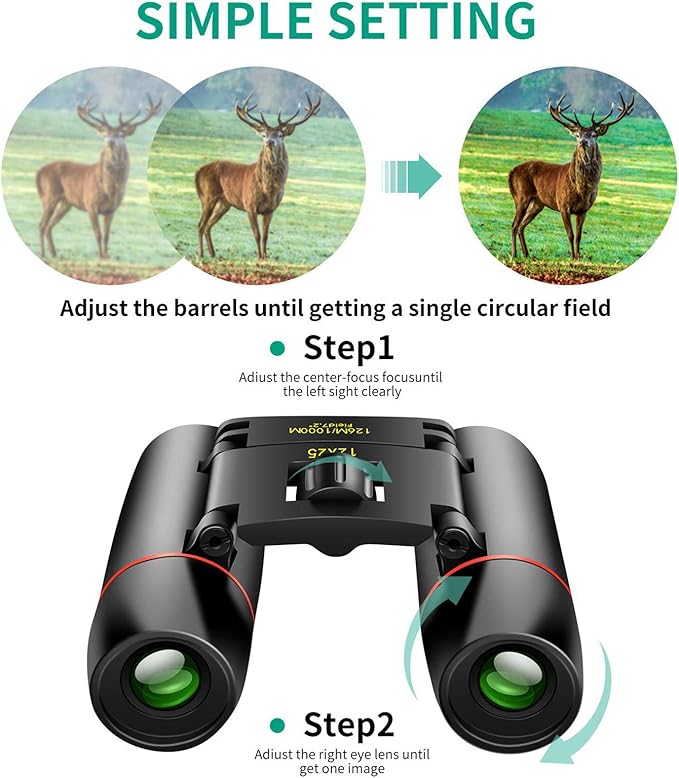 POLDR 12X25 Small Pocket Binoculars Compact Adults, Mini Kids Binoculars Boys - Image 4