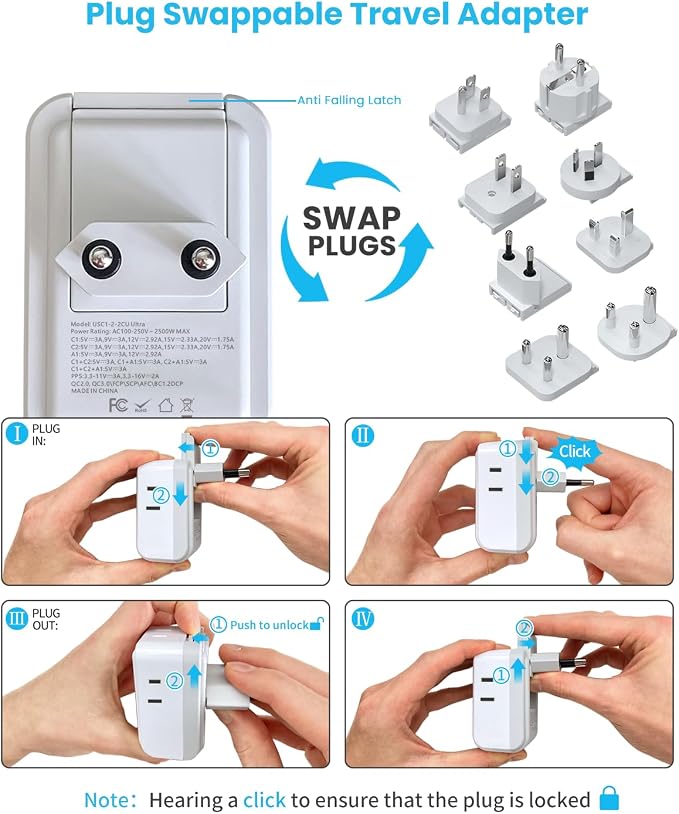 Universal Travel Adapter Kit, VINTAR PD 35W International Power Adapter - Image 3