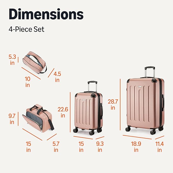 Amazon Basics 4-Piece Luggage Set, Including Two Hardside Suitcases - Image 7