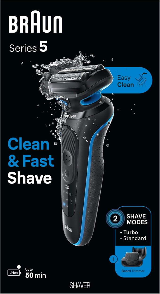 Braun Electric Shaver for Men, Series 5 5120s, Wet & Dry Shave, Turbo Shaving - Image 8