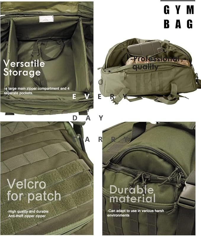 3 In 1 Military Backpack Travel Duffle Bag - Image 4