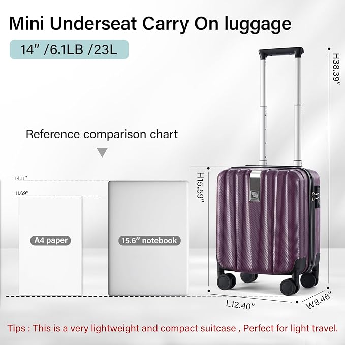 Hanke 14 Inch Underseat Carry On Luggage - Image 3
