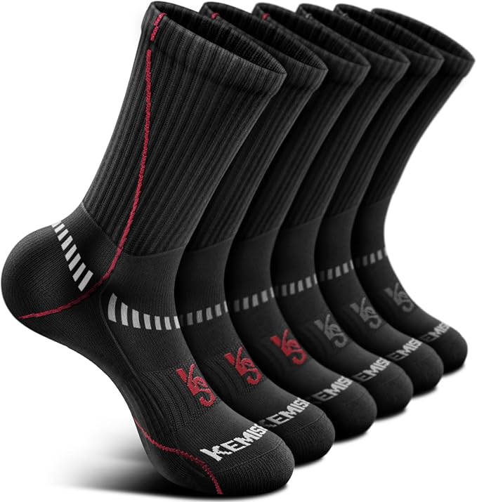 BULLIANT Compression Socks for Men 6Pairs, Athletic Crew Socks Cushioned For by BULLIANT